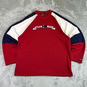 Vintage Bugle Boy Long Sleeve Shirt Since 1977 Colorblock Red Mens Large